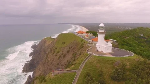 Aerial View Byron Bay Lighthouse Australia Stock Footage 102606898