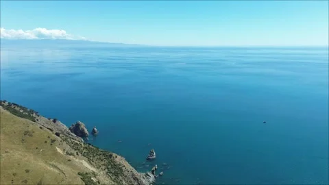 Aerial View of Cable Bay, New Zealand - Serene Coastal Landscape Stock Footage 303790429