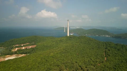 Aerial view of Cable Car on Phu Quoc Island, Vietnam Video stock 264960027
