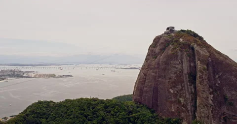 Aerial view of Cable Car Station on Sugar Loaf Mountain Stock Footage 64863165