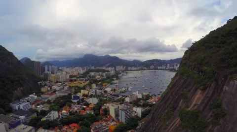 Aerial View from the Cable Car of the Sugar Loaf Mountain in Rio de Janeiro Stock Footage 44497181