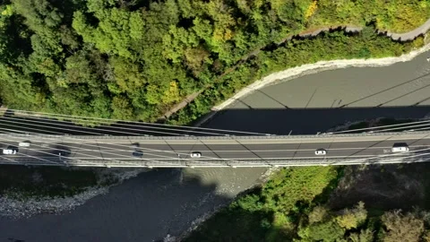 Aerial view of cable-stayed bridge and a new highway from Sochi to Krasnaya Vidéo 150305550