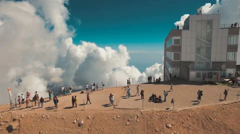 Aerial View of Cableway at Mountain in the Clouds Stock Footage 68721159