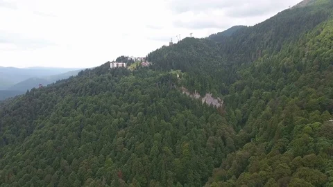 Aerial view of cableway in the mountain Stock Footage 72959000