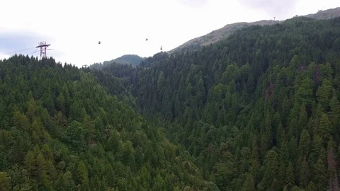 Aerial view of cableway in the mountain Stock Footage 72959138