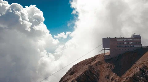Aerial View of the Cableway at the Top of Mountain Stock Footage 68563659