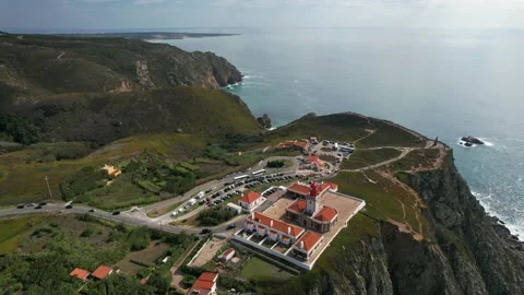 Aerial view of Cabo da Roca, Portugal Stock Footage 211376475