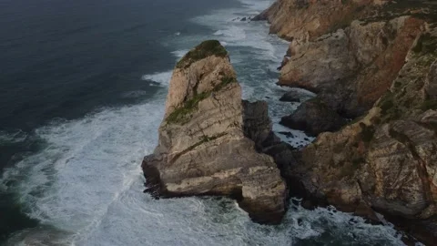 Aerial view of Cabo da Roca, the westernmost point of the European continent. Stock Footage 235241529