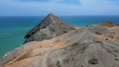 Aerial View of Cabo de la Vela Mountains and Ocean Stock-Footage 330380450