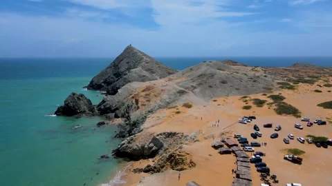 Aerial View of Cabo de la Vela with Desert Landscape Vídeo Stock 330380458