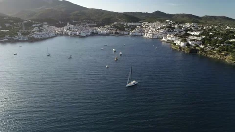 Aerial view of Cadaques Stock Footage 136908209