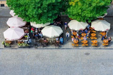 Aerial view of Cafes Stock Photos
