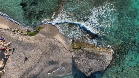 Aerial view of Cala Comte beach Stock Footage 255782657