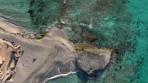 Aerial view of Cala Comte beach Stock Footage 255782708