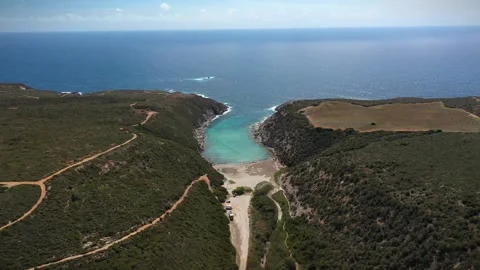 Aerial View of Cala Lunga, Isola di Sant'Antioco, South Sardinia Stock Footage 275531583