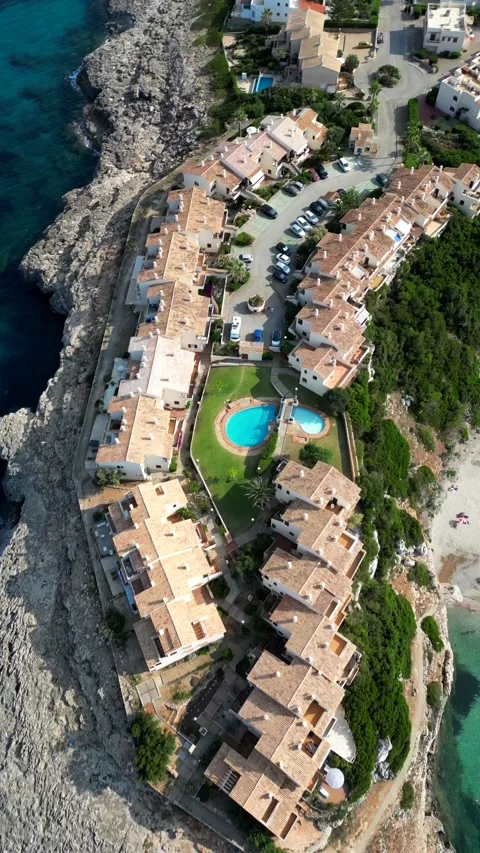 Aerial view Cala Murada beach. Spain. Vertical video for social network Stock Footage 266294864