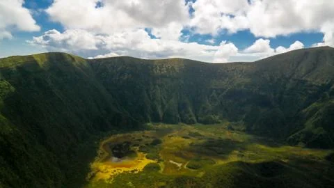 Aerial view to Caldeira do Faial, Faial island, Azores, Portugal Stock Photos
