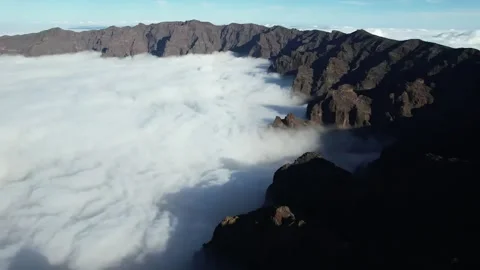 Aerial view of the Caldera de Taburiente in la Palma - Canary Islands Stock Footage 246359874