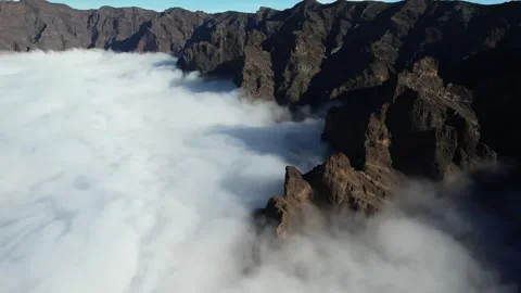 Aerial view of the Caldera de Taburiente in la Palma - Canary Islands Stock Footage 246359960