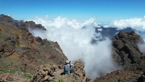 Aerial view of the Caldera de Taburiente in la Palma - Canary Islands Stock Footage 246362233