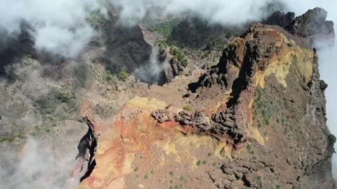 Aerial view of the Caldera de Taburiente in la Palma - Canary Islands Stock Footage 246362355