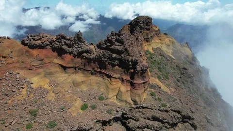 Aerial view of the Caldera de Taburiente in la Palma - Canary Islands Stock Footage 246362462