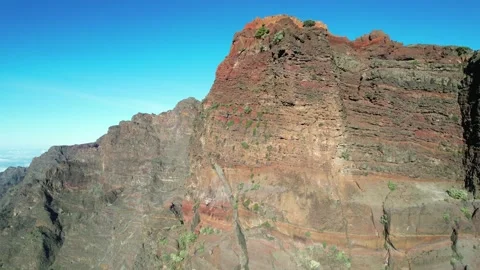 Aerial view of the Caldera de Taburiente in la Palma - Canary Islands Stock Footage 246363003