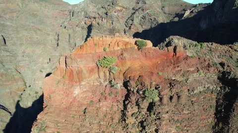 Aerial view of the Caldera de Taburiente in la Palma - Canary Islands Stock Footage 246363011