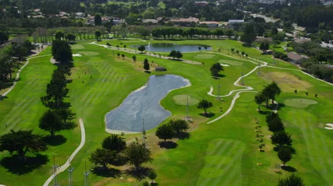 Aerial view of Californian golf course Stock Footage