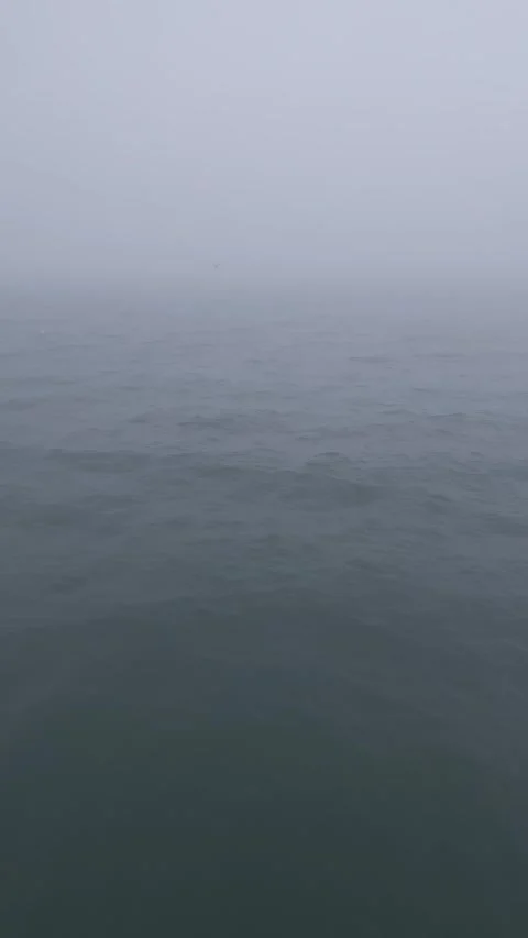 Aerial View of Calm Ocean Waves Disappearing into Thick Fog 库存影片 332711125