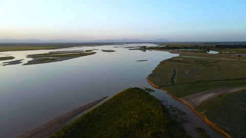 Aerial view of calm river 動画素材 295864895