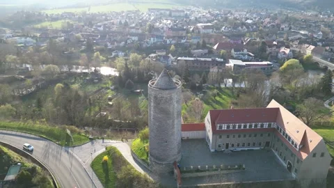 Aerial view of Camburg Castle in Thuringia Stock Footage 279135002