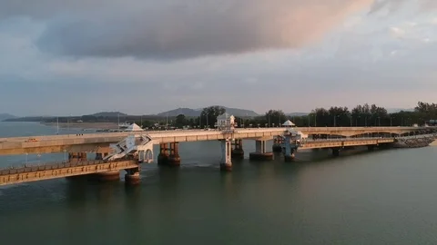 Aerial View Camera Moves Toward Sarasin Bridge Low Angle Stock Footage 85350716