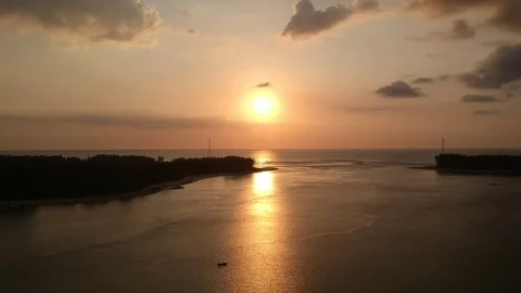 Aerial View Camera Rises as Sun Sets Stock Footage 85350883