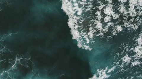 Aerial view, camera rotates over turquoise ocean, Atlantic, Tenerife Stock Footage 112032583