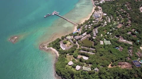 Aerial View With Camera Tilt From Cape Panwa to Koh Lon in Phuket Stock Footage 65759596