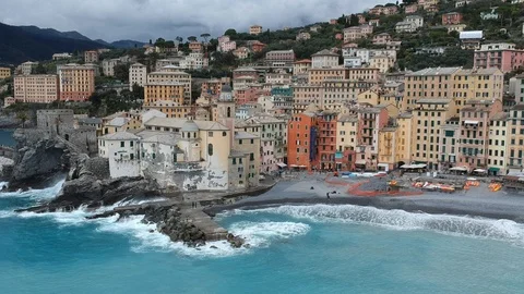 Aerial view of Camogli Stock Footage 123121659