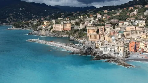 Aerial view of Camogli Stock Footage 123121682