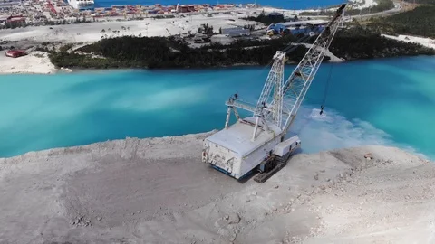Aerial View of Canal Dredging in Freeport Bahamas Stock Footage 103492586