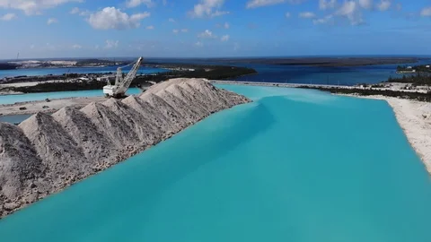 Aerial View of Canal Dredging in Freeport Bahamas Stock Footage 103637276