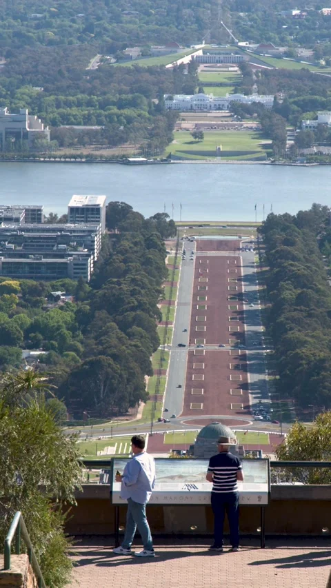 Aerial View of Canberra Cityscape from Mount Ainslie Lookout Australia Stock Footage 328337446