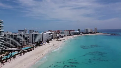 Aerial View of Cancun Hotel Zone Stock Footage