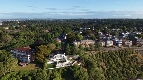 Aerial View of Canford Cliffs in Poole, Dorset, England Stock Footage 336751868