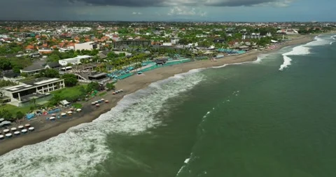 Aerial View of Canggu, Bali. Orange roofs of houses Stock Footage 281261693
