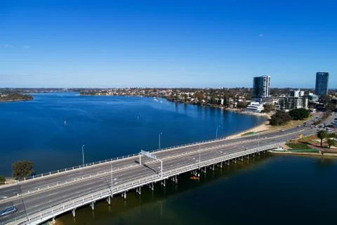 Aerial View Canning Bridge and Canning River. Stock Photos