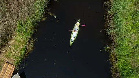 Aerial view of a canoe Видео 115641050
