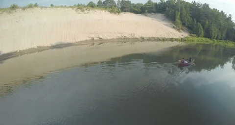 Aerial View of Canoeing  Stockbeeldmateriaal 90544775
