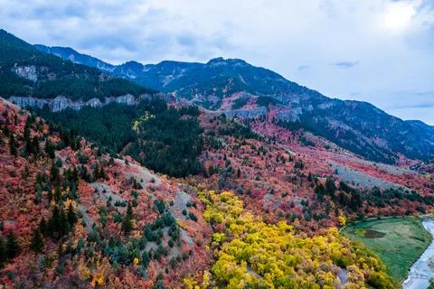 Aerial View of Canyon in the Fall Stock Photos