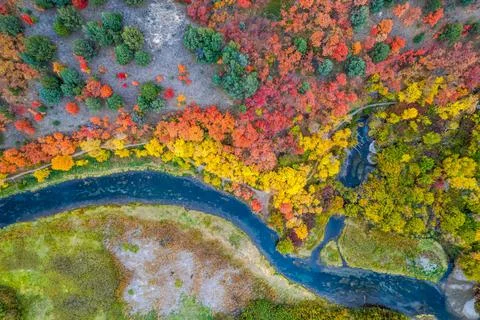 Aerial View of Canyon in the Fall Stock Photos