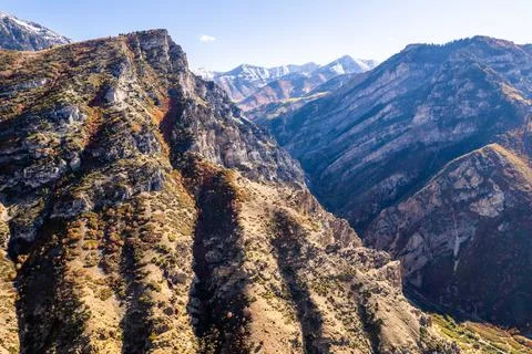 Aerial View of Canyon in the Fall Stock Photos